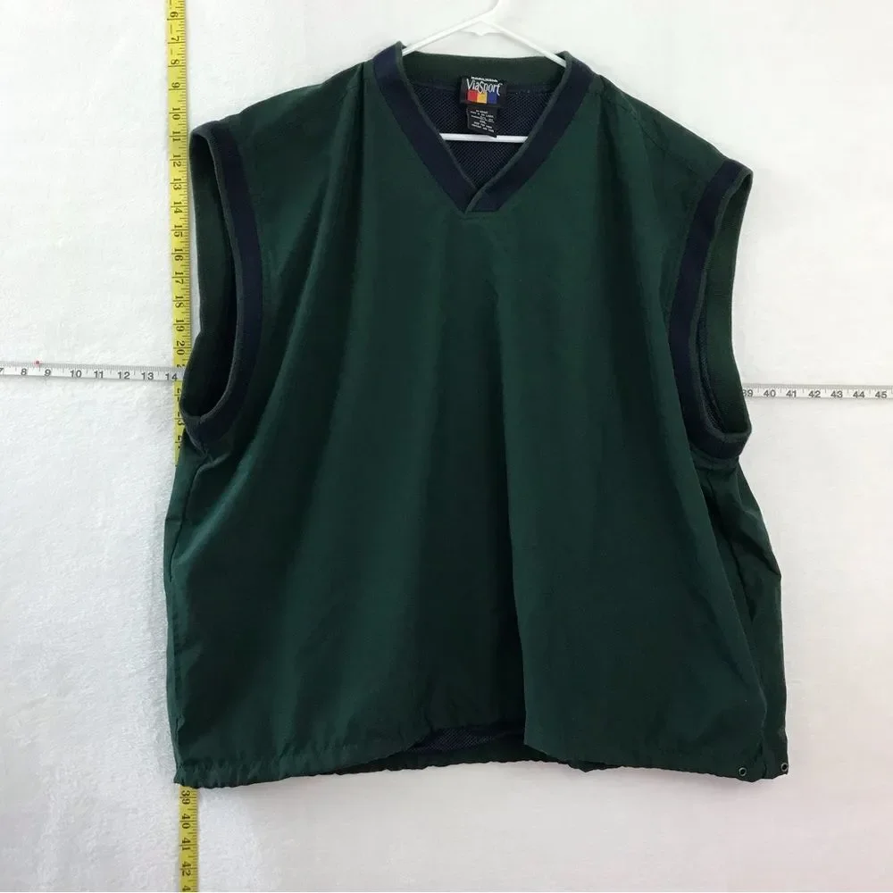 Vintage Hartwell ViaSport Green/Navy Blue V Neck Golf Vest Men's Sz 2XL